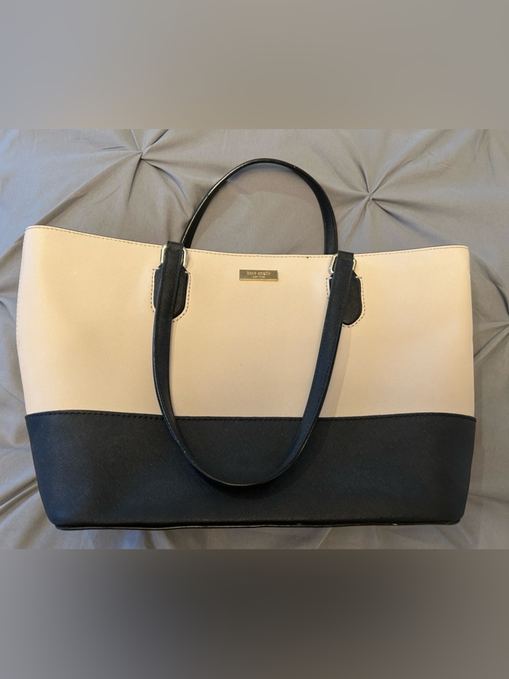 kate spade Cream and Black Colorblock Tote